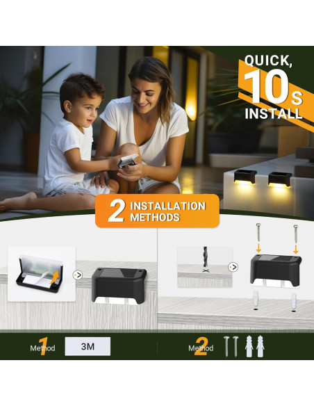 Luces de Escalera Solar PATIOWIN 12 Piezas Impermeables LED Luces de Escalera Solar PATIOWIN 12 Piezas Impermeables LED