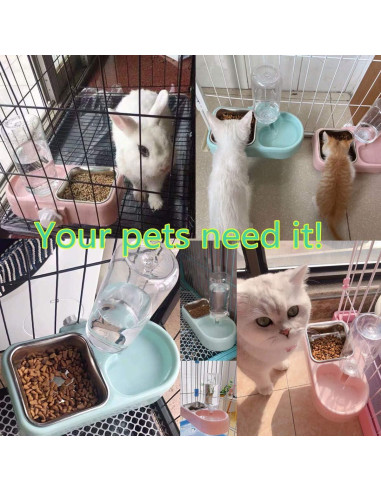 Cuenco Doble Colgante Utaomld para Perros y Gatos - Acero Inoxidable