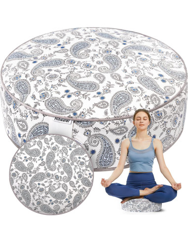 Cojín de Meditación Hihealer Zafu Algodón con Relleno de Trigo Sarraceno