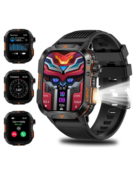 Reloj Inteligente Militar QTLLBT Negro IP68 Monitoreo Salud Reloj Inteligente Militar QTLLBT Negro IP68 Monitoreo Salud