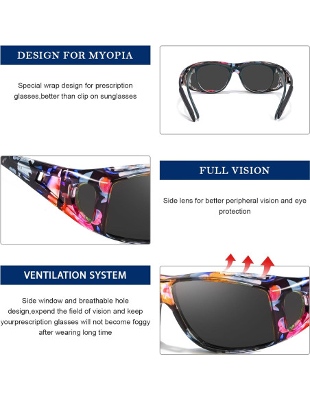 Gafas de sol polarizadas LVIOE envolventes para usar sobre gafas