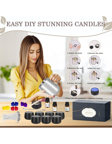 Kit de Fabricación de Velas Aottom - 8 Bloques de Cera Soja 60g