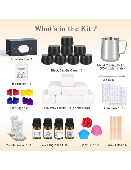 Kit de Fabricación de Velas Aottom - 8 Bloques de Cera Soja 60g Kit de Fabricación de Velas Aottom - 8 Bloques de Cera Soja 60g
