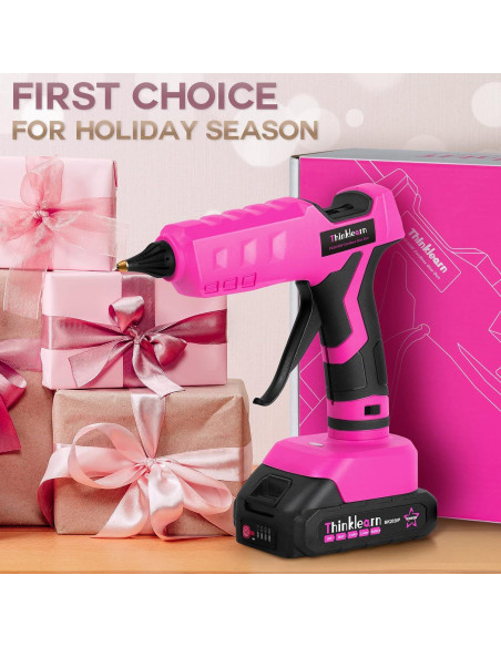 Pistola de Pegamento Inalámbrica ThinkLearn 20V Rosa con 30 Barras Pistola de Pegamento Inalámbrica ThinkLearn 20V Rosa con 30 Barras