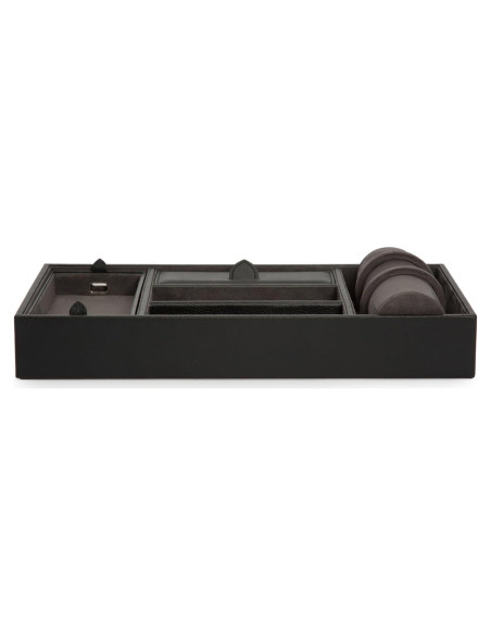 Bandeja de Valet WOLF Blake - Cuero Negro y Gris, 5 Compartimentos Bandeja de Valet WOLF Blake - Cuero Negro y Gris, 5 Compartimentos