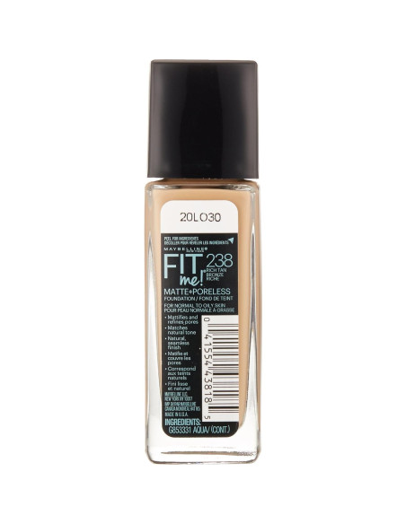 Base de Maquillaje Maybelline Fit Me Matte Poreless 29.57 ml Bronceado Rico Base de Maquillaje Maybelline Fit Me Matte Poreless 29.57 ml Bronceado Rico
