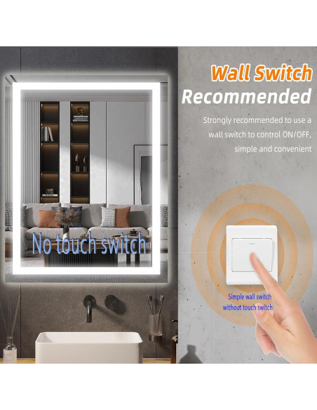 Espejo de Baño LED cxxsom 80x60 cm Anti-vaho Impermeable Espejo de Baño LED cxxsom 80x60 cm Anti-vaho Impermeable