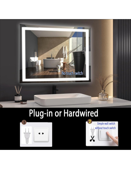 Espejo de Baño LED cxxsom 80x60 cm Anti-vaho Impermeable Espejo de Baño LED cxxsom 80x60 cm Anti-vaho Impermeable