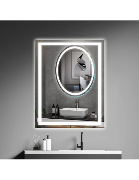 Espejo de Baño LED cxxsom 80x60 cm Anti-vaho Impermeable Espejo de Baño LED cxxsom 80x60 cm Anti-vaho Impermeable