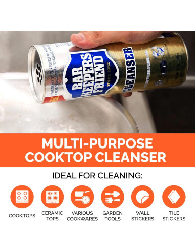 Limpiador en Polvo Bar Keepers Friend 340g + Toalla y Esponja