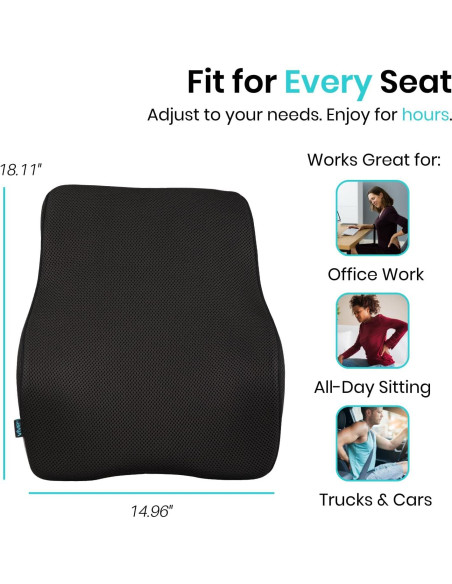 Cojín Lumbar Vive - Espuma Viscoelástica 46x38 cm Negro Cojín Lumbar Vive - Espuma Viscoelástica 46x38 cm Negro