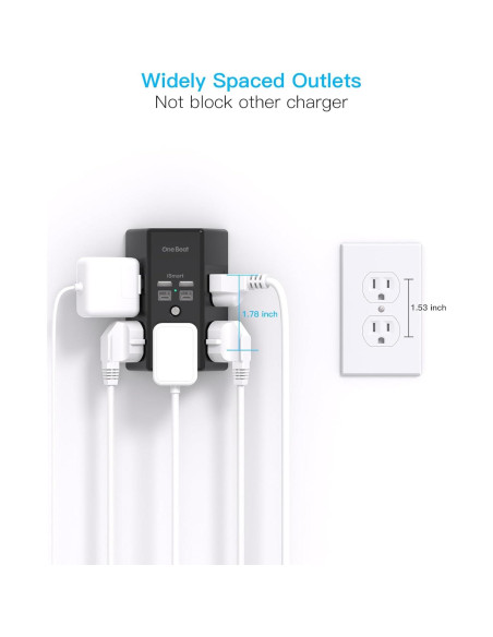 Extensor de Enchufe One Beat 5 Salidas 4 USB C PD30W Negro Extensor de Enchufe One Beat 5 Salidas 4 USB C PD30W Negro