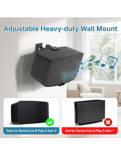 Soporte de Pared Yibracki para Sonos Play 5 y Five Negro 2
