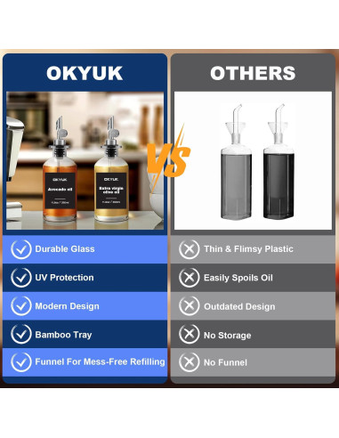 Set de Botellas Dispensadoras de Aceite OKYUK 900ml con Rociador