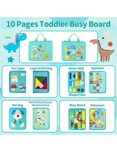 Busy Board Montessori PITCOTT Verde - Juguete Educativo 30x24cm Busy Board Montessori PITCOTT Verde - Juguete Educativo 30x24cm