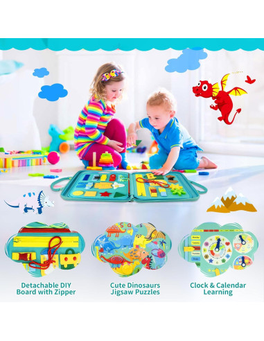 Busy Board Montessori PITCOTT Verde - Juguete Educativo 30x24cm