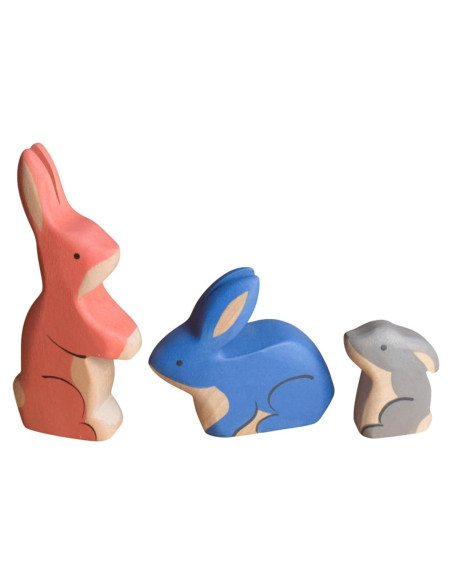 Figuritas de Conejos de Madera 3 Piezas Decoración Infantil Figuritas de Conejos de Madera 3 Piezas Decoración Infantil