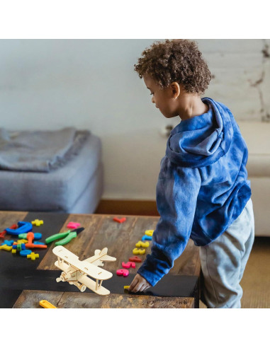 Kit de Aviones de Madera DIY TOYANDONA - 3 Piezas para Pintar