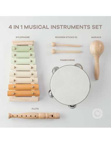 Conjunto de Instrumentos Musicales Comfy Cubs - 4 Piezas para Niños