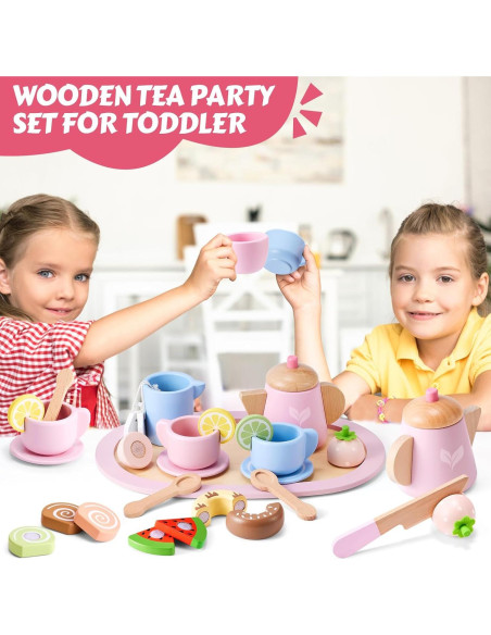 Juego de Té de Madera para Niños - Fiesta de Té Creativa Juego de Té de Madera para Niños - Fiesta de Té Creativa