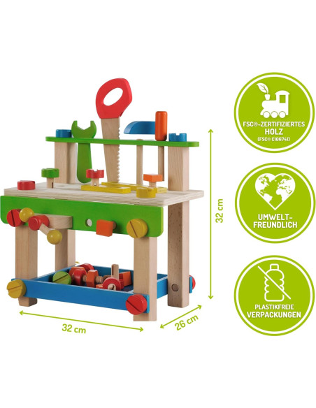 Banco de Trabajo de Madera para Niños Maxim con Herramientas Banco de Trabajo de Madera para Niños Maxim con Herramientas