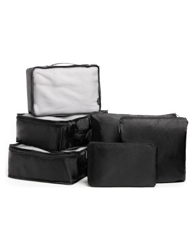 Set de 6 Cubos de Empaque Brookstone - Organizador de Viaje Negro