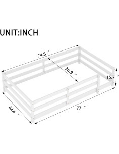 Cama de Piso Twin Bellemave con Barandillas Blanca 2