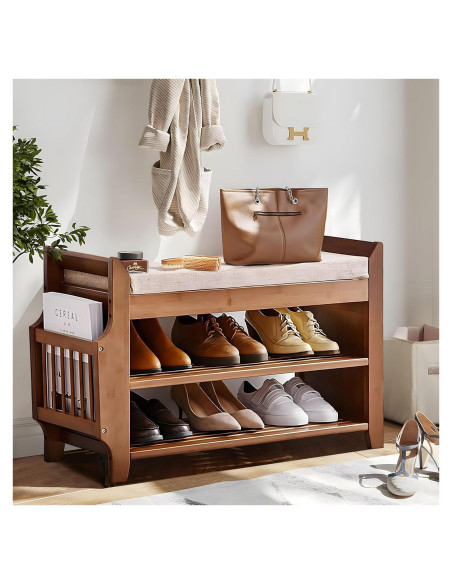 Banco de Zapatos PETKABOO de Bambú 80 cm 2 Niveles Marrón Banco de Zapatos PETKABOO de Bambú 80 cm 2 Niveles Marrón