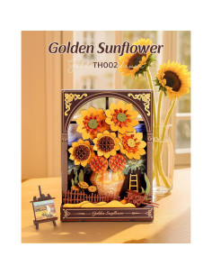 Rompecabezas 3D de Madera Wowood Girasol Dorado con LED 2