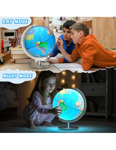 Globo Terráqueo Iluminado 30.48 cm Voxelure con Base Metálica