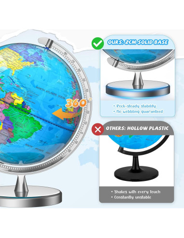 Globo Terráqueo Iluminado 30.48 cm Voxelure con Base Metálica