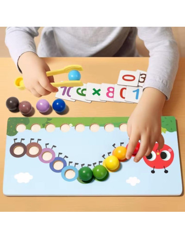 Juguete Educativo de Matemáticas Montessori Oruga Madera 25.4x20.3cm