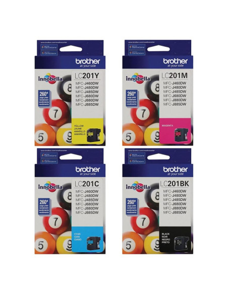 Cartuchos de Tinta Original Brother LC201 - Negro, Cian, Magenta, Amarillo Cartuchos de Tinta Original Brother LC201 - Negro, Cian, Magenta, Amarillo