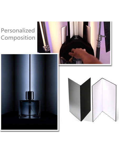 Reflector de Luz 3 en 1 Cartón A4 Plegable - Negro, Plata, Blanco Reflector de Luz 3 en 1 Cartón A4 Plegable - Negro, Plata, Blanco