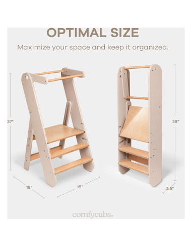 Escalón para Niños Comfy Cubs Rosa - Torre Ajustable 3 Alturas