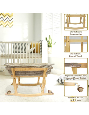 Soporte Mecedor para Cesta de Bebé ECOADE - Madera Natural