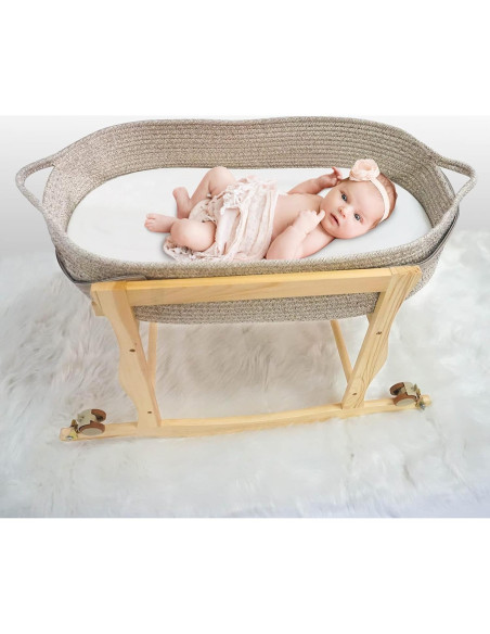 Soporte Mecedor para Cesta de Bebé ECOADE - Madera Natural Soporte Mecedor para Cesta de Bebé ECOADE - Madera Natural