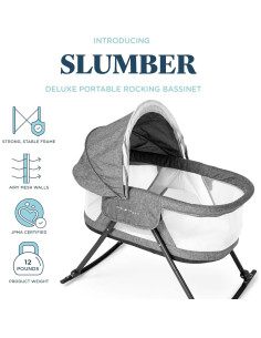 Cuna Mecedora Portátil Baby Delight Slumber Tweed Carbón 2