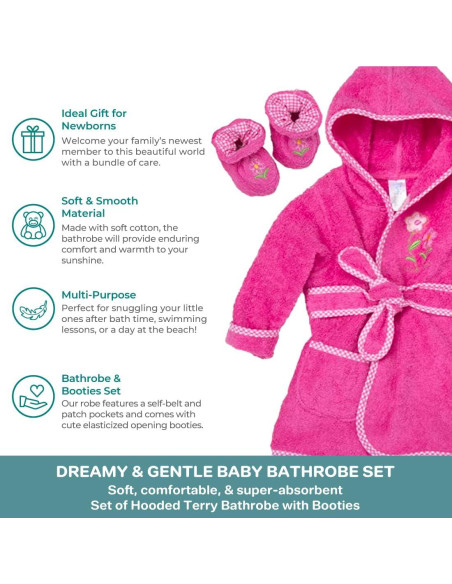 Bata de Baño con Capucha para Bebés Spasilk - Talla Única - Flor Rosa Bata de Baño con Capucha para Bebés Spasilk - Talla Única - Flor Rosa