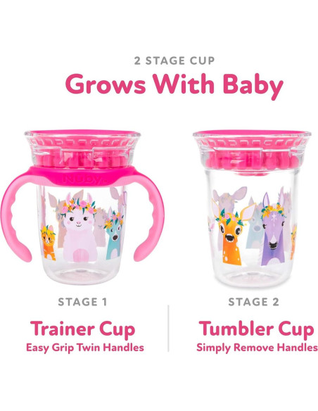 Vaso de Bebida 360 Nuby con Mangos Removibles 240 ml Rosa Vaso de Bebida 360 Nuby con Mangos Removibles 240 ml Rosa