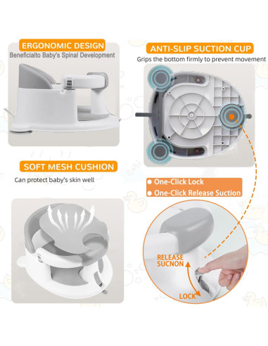 Asiento de Baño para Bebés GOTOF Antideslizante 6-12 Meses