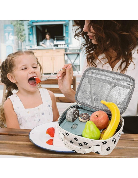 Bolsa de Almuerzo Aislada LEDAOU Niños 4L Flor Negra Bolsa de Almuerzo Aislada LEDAOU Niños 4L Flor Negra
