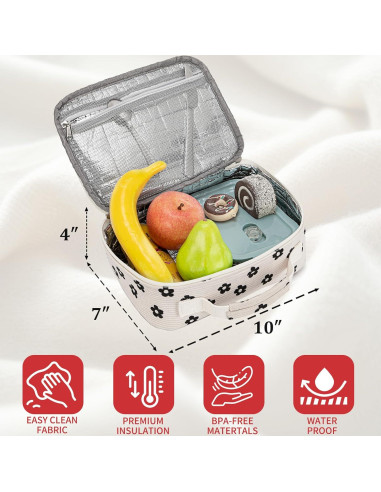 Bolsa de Almuerzo Aislada LEDAOU Niños 4L Flor Negra