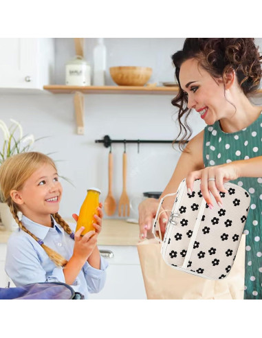 Bolsa de Almuerzo Aislada LEDAOU Niños 4L Flor Negra