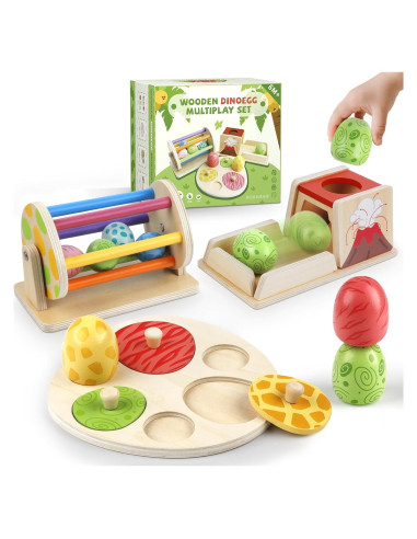 Juego Montessori de Huevo de Dinosaurio de Madera 1-3 Años