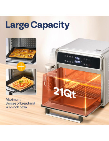 Freidora de Aire VIVOHOME 21 QT Digital Acero Inoxidable 1800W