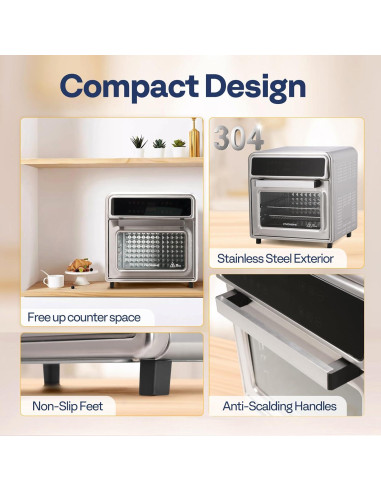 Freidora de Aire VIVOHOME 21 QT Digital Acero Inoxidable 1800W