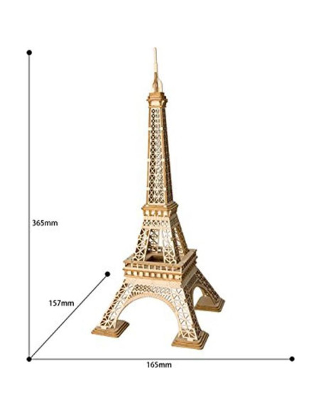 Rolife Rompecabezas 3D de Madera Torre Eiffel DIY 16.5x15.7x36.4cm Rolife Rompecabezas 3D de Madera Torre Eiffel DIY 16.5x15.7x36.4cm