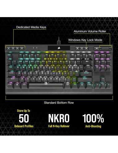 Teclado Mecánico Gaming Corsair K70 RGB TKL OPX Renovado