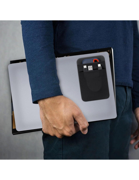 Funda Adhesiva para Disco Duro SSD Lacdo, 2 Bolsillos, Negro Funda Adhesiva para Disco Duro SSD Lacdo, 2 Bolsillos, Negro